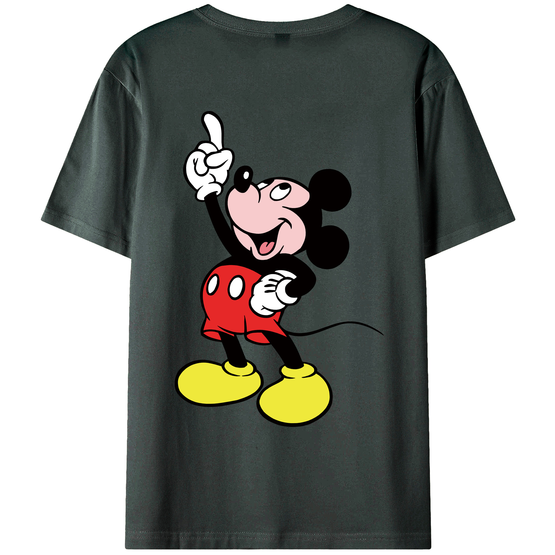 ミッキーマウス Mickey Mouse 綿100％ メンズ半袖Tシャツ（バックプリント） 通気性
